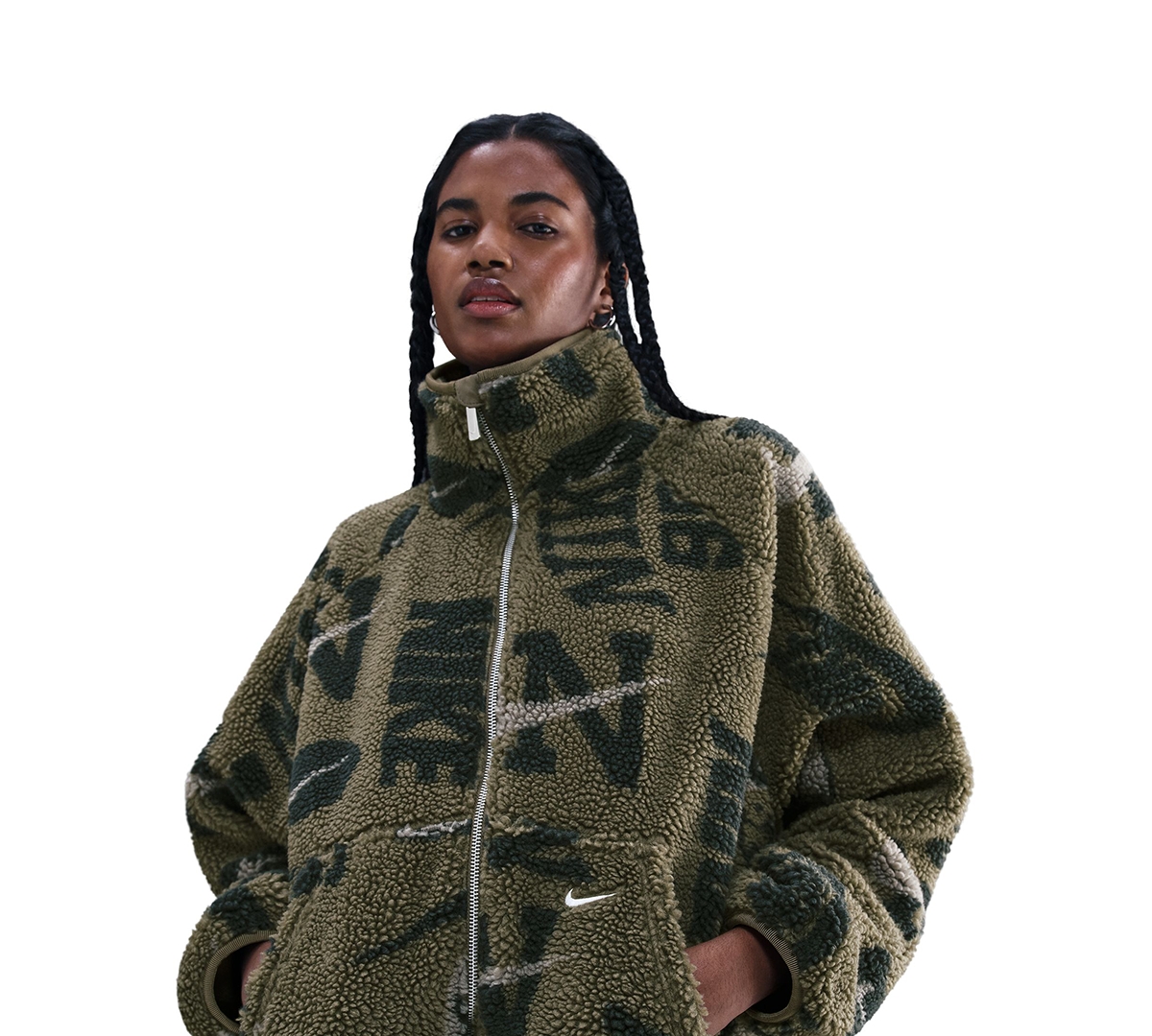 Nike Women's Street High-pile Long Sleeve Jacket In Green