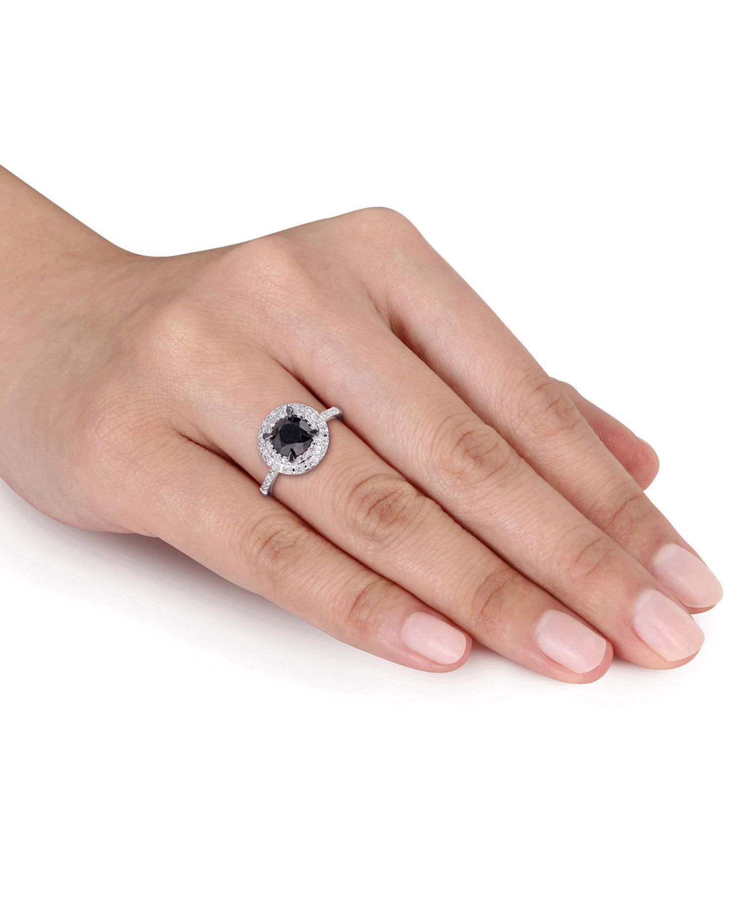 Black and White Diamond Double Halo Engagement Ring (1-5/8 ct. t.w.) in 14K White or Rose Gold