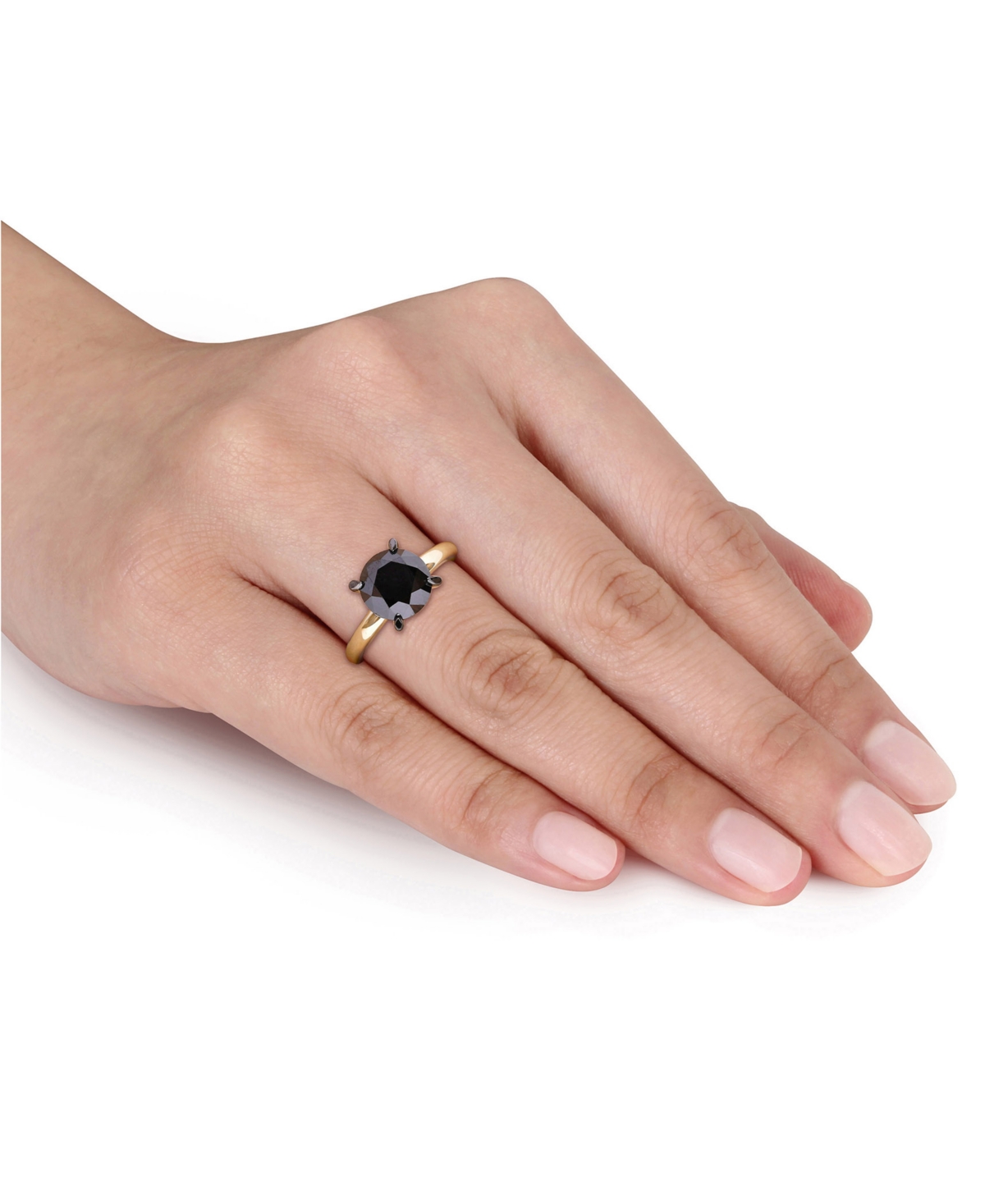 Macy's Black Diamond Solitaire Engagement Ring (3 Ct. T.w.) In 14k Yellow Gold In Gold