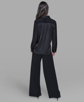 Women's Collar Sequin Detail Top