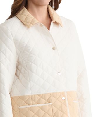 Petite Collar Colorblock Quilted Jacket
