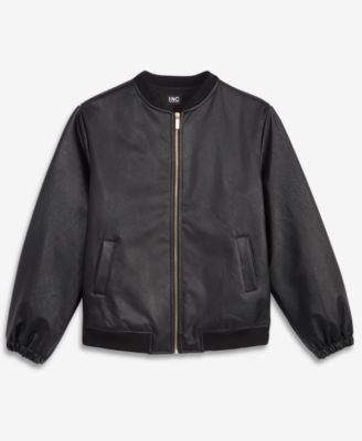 Women's Faux-Leather Bomber Jacket, Macy's Exclusive