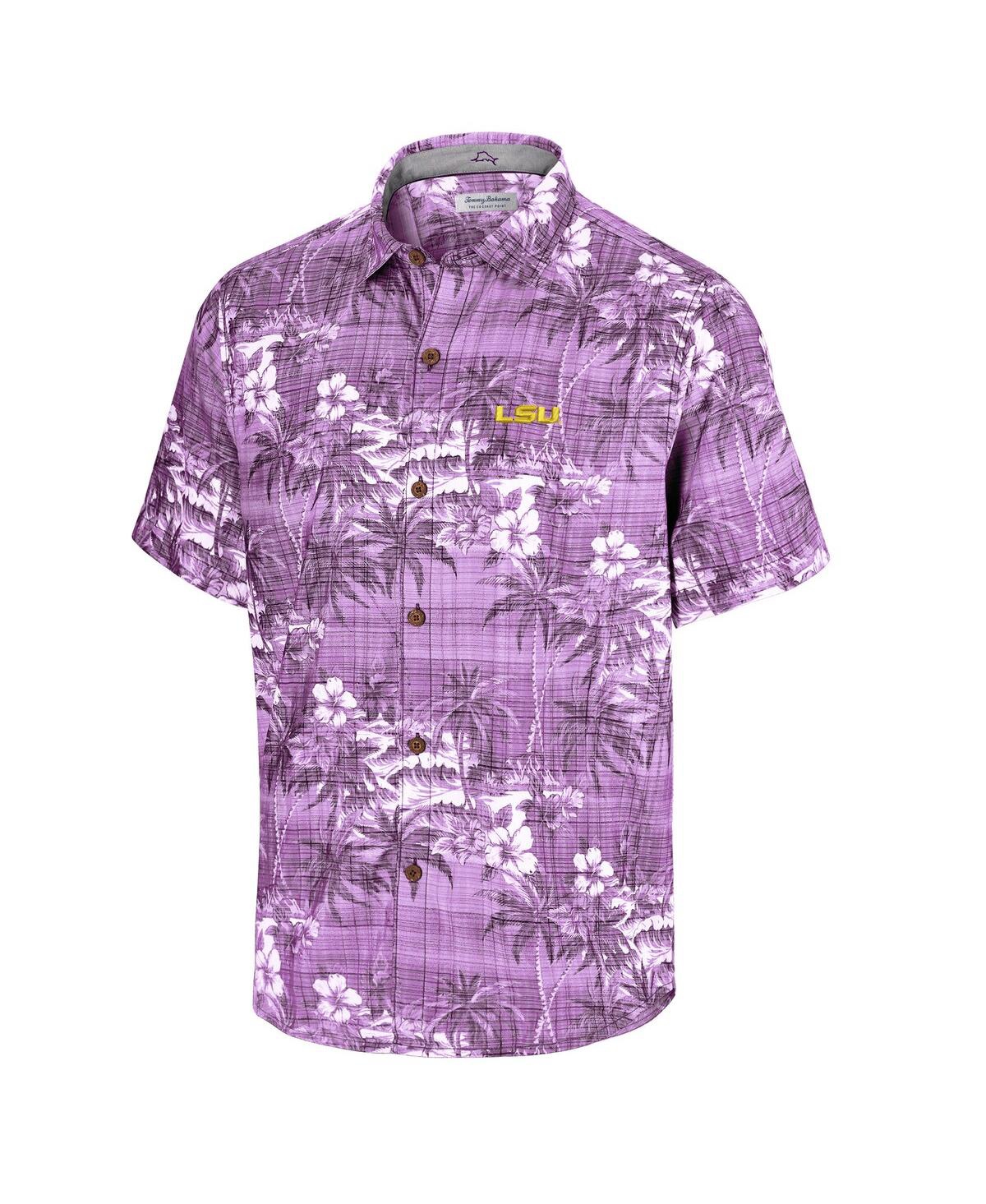 Tommy Bahama Men's Purple Lsu Tigers Coconut Point Palmetta IslandZone Camp Button-Up Shirt