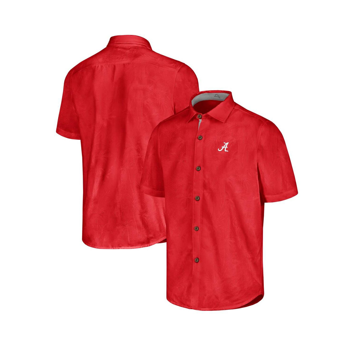 Men's Crimson Alabama Crimson Tide Sport Coconut Point Palm Vista IslandZone Button-Up Shirt