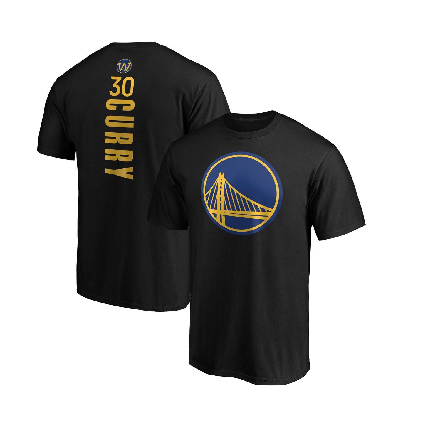 Мужская футболка Fanatics Mto Label Stephen Curry Black Golden State Warriors Playmaker Name & Number Logo — фото 1