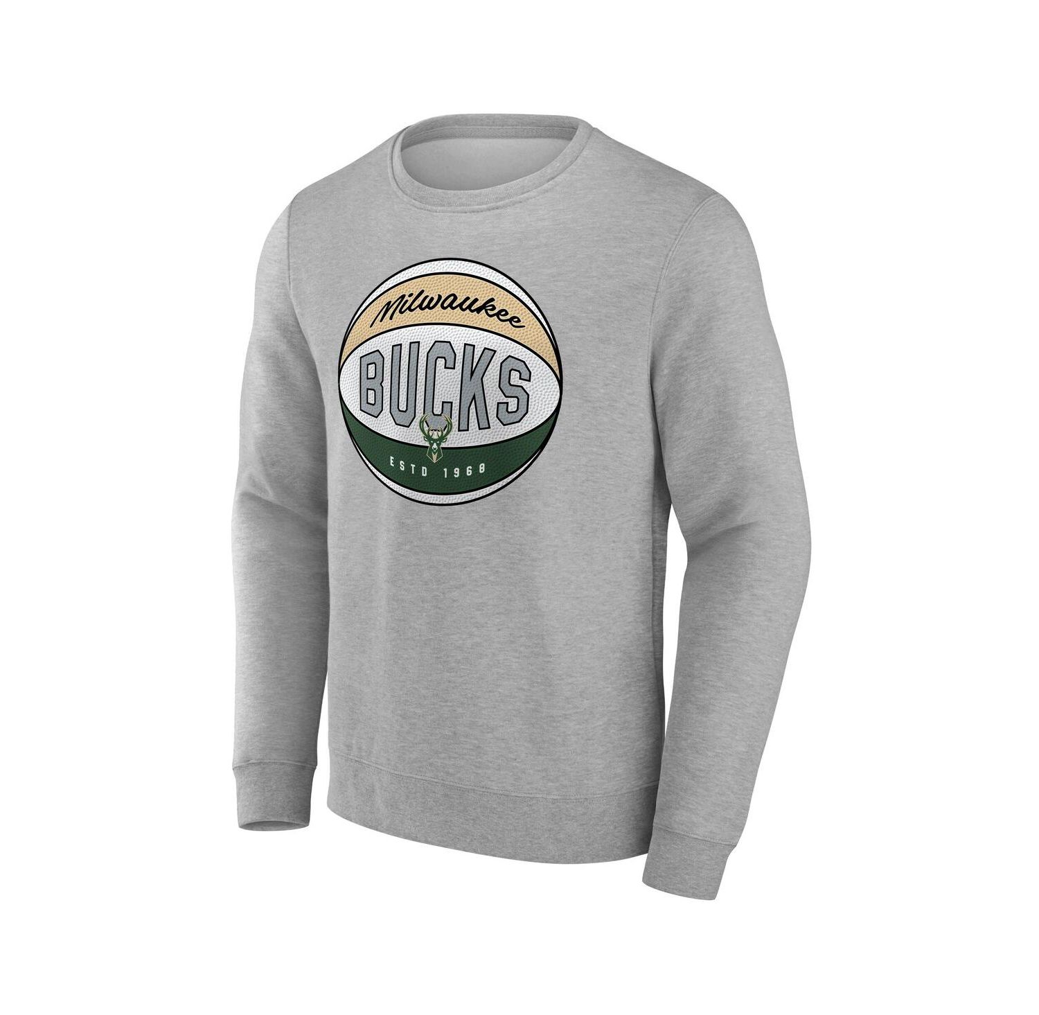 Men's Gray Milwaukee Bucks True Classics Hard Color Fleece Pullover Sweatshirt