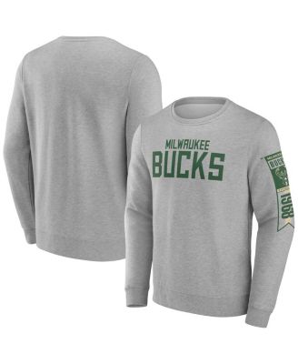 Fanatics - Men's Gray Milwaukee Bucks Fleece Pullover Sweatshirt