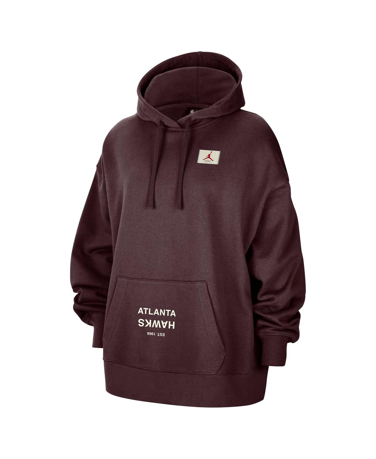 Jordan Women's Burgundy Atlanta Hawks Courtside Statement Edition Oversize Pullover Hoodie In Brown
