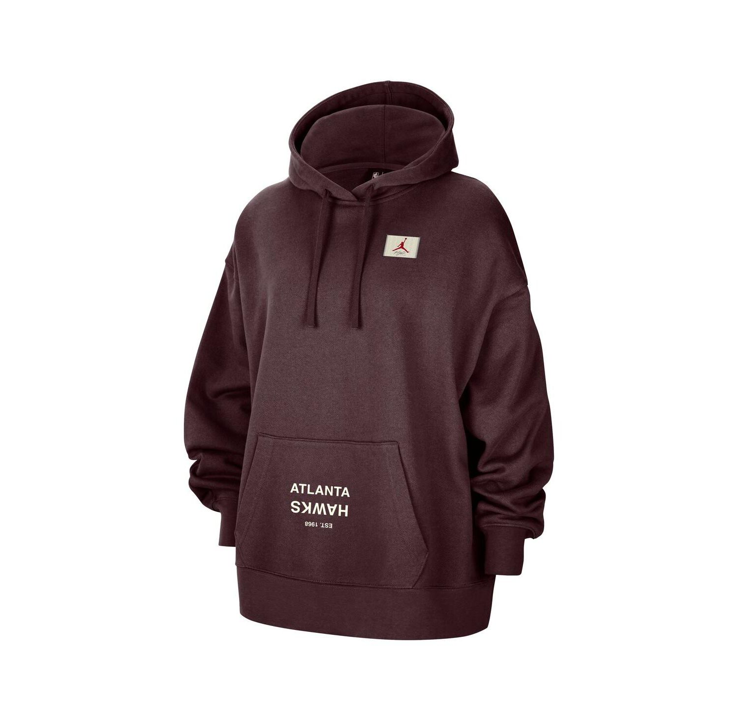 Women's Burgundy Atlanta Hawks Courtside Statement Edition Oversize Pullover Hoodie