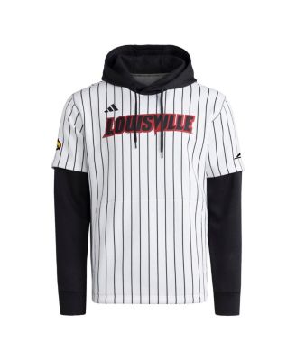 Men's White/Black Louisville Cardinals Baseball Jersey Hoodie