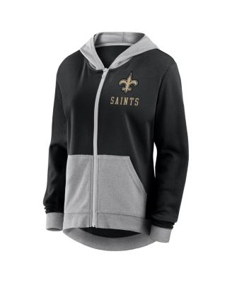 Women's Black New Orleans Saints Hit It French Terry Full-Zip Hoodie