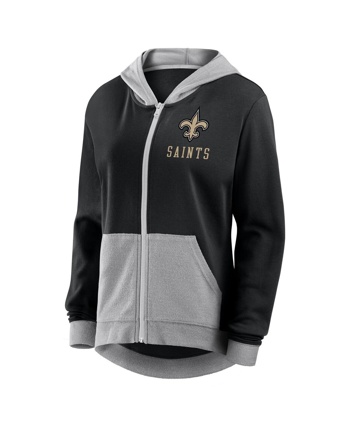 Logo Athletic Women's Black New Orleans Saints Hit It French Terry Full-zip Hoodie In Black
