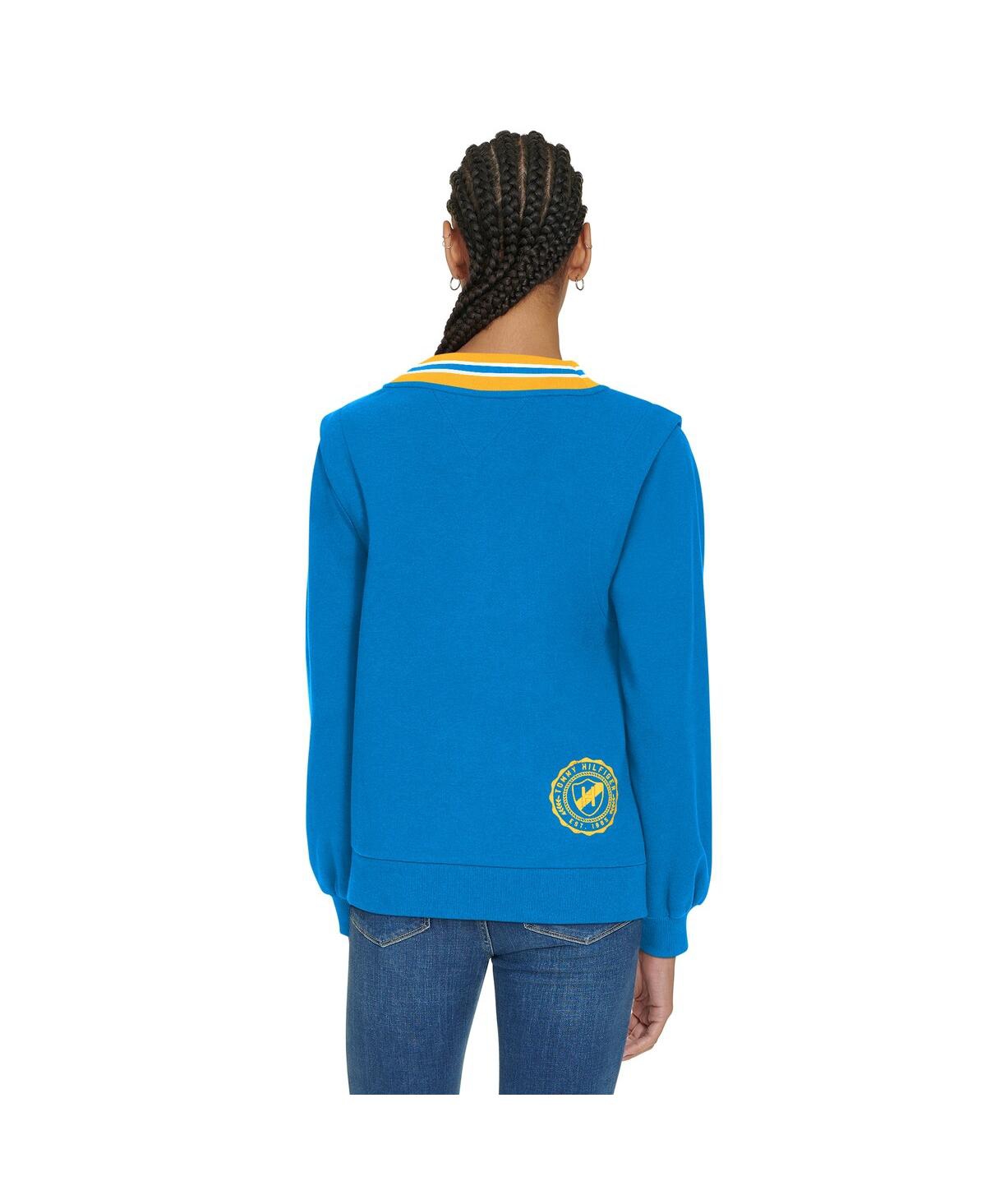 Tommy Hilfiger Women's Powder Blue Los Angeles Chargers Alice V-neck Pullover Sweatshirt In Blue