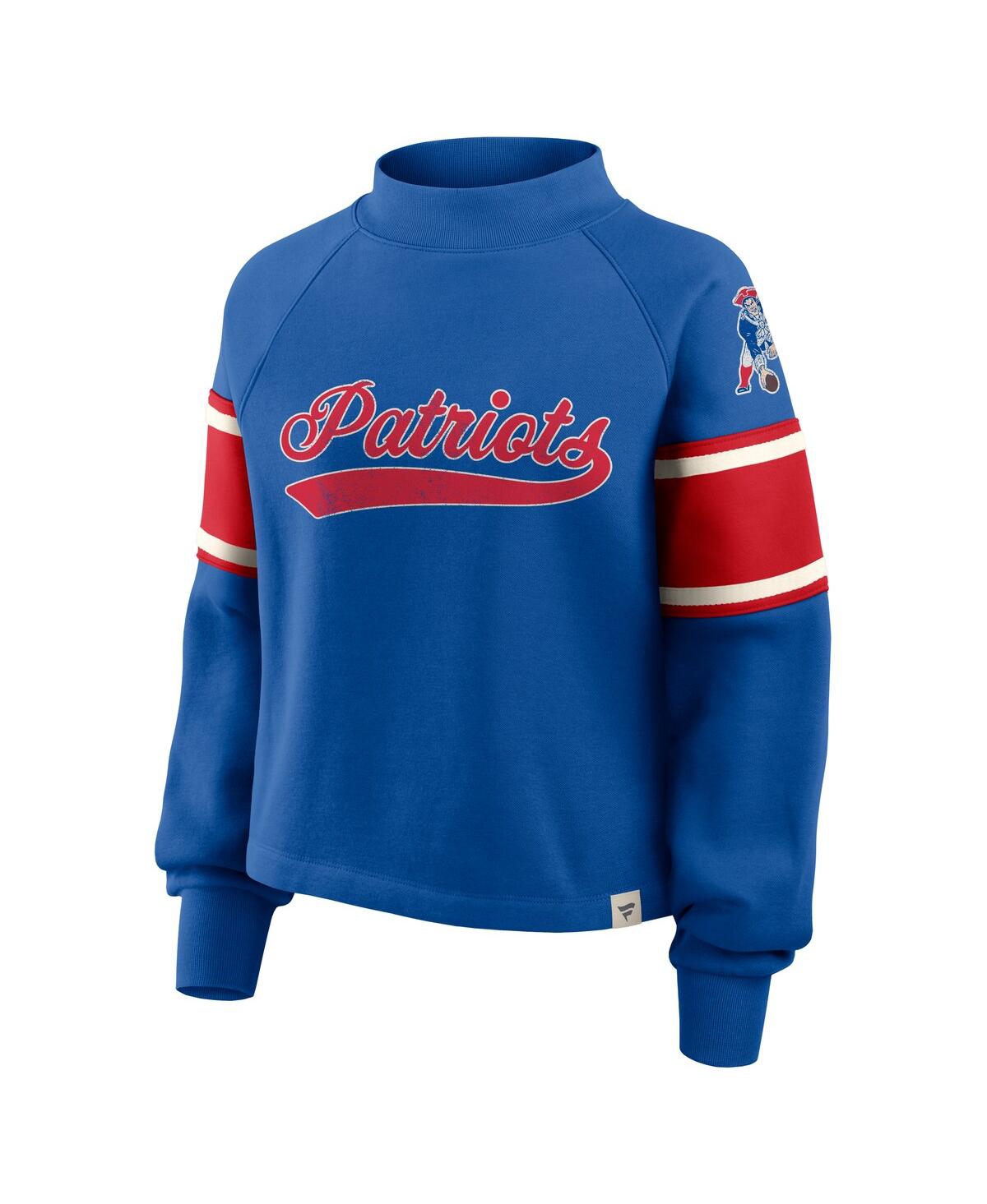 Fanatics Women's Royal New England Patriots Oversized Hometown Toss Sweep Mock Neck Pullover Hoodie