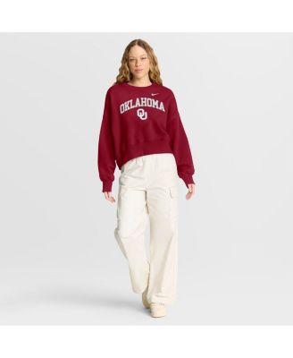Women's Crimson Oklahoma Sooners Oversized Phoenix Arch Pullover Sweatshirt