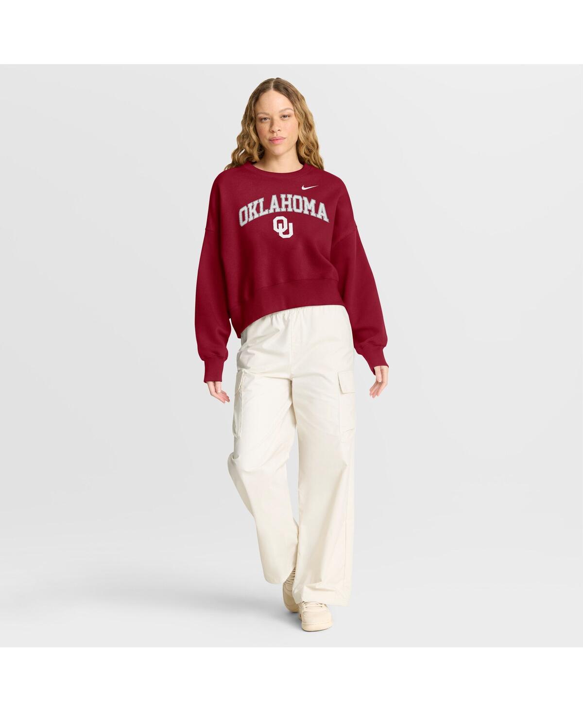 Nike Women's Crimson Oklahoma Sooners Oversized Phoenix Arch Pullover Sweatshirt In Red