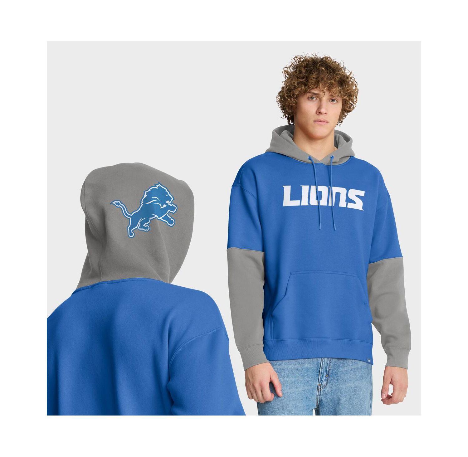 Men's Blue Detroit Lions Helmet Pullover Hoodie