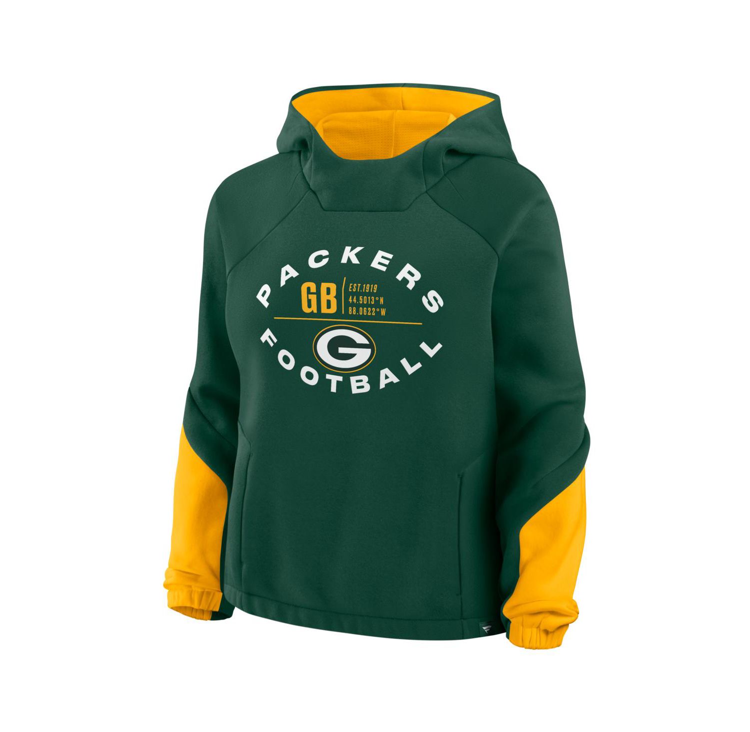 Women's Green Green Bay Packers Oversized Redzone Bubble Screen Pullover Hoodie