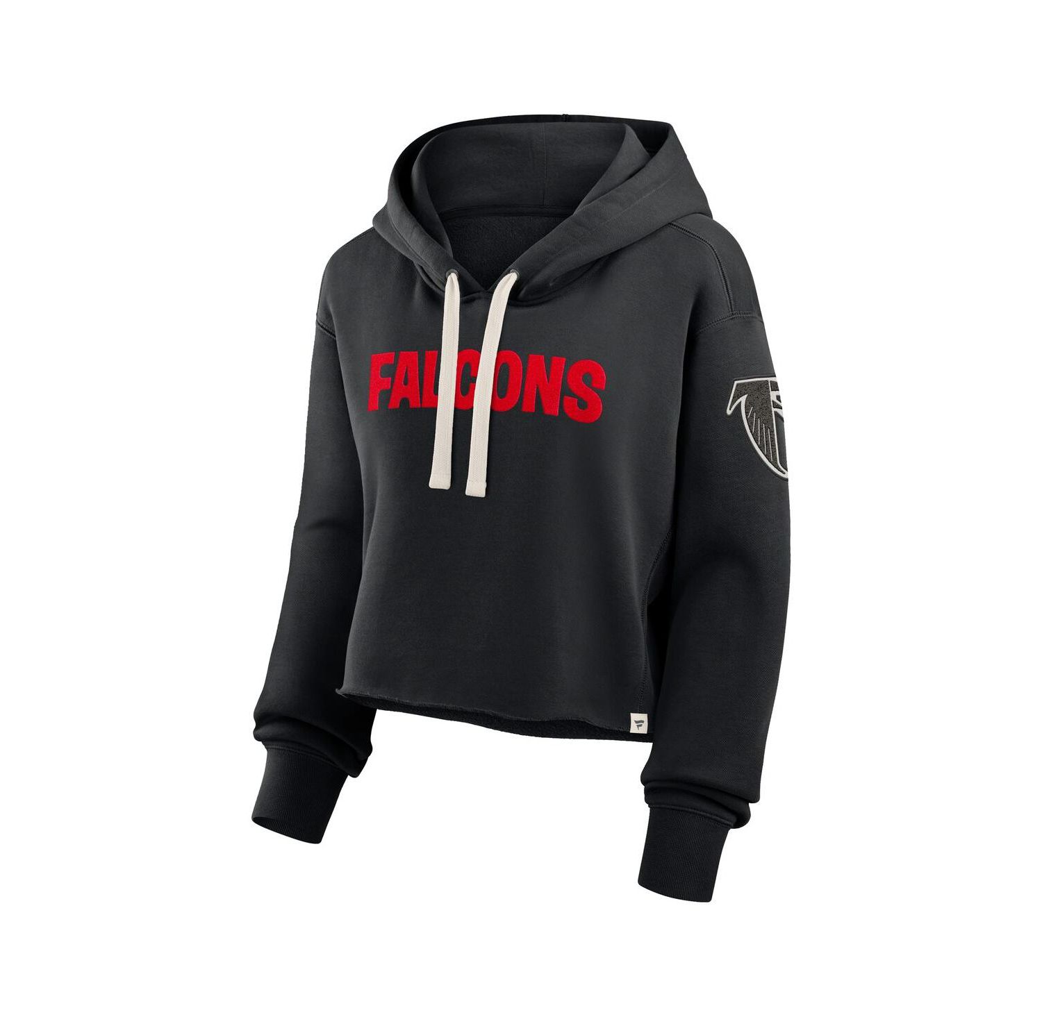 Women's Black Atlanta Falcons Oversized Hometown Heritage Cropped Hoodie