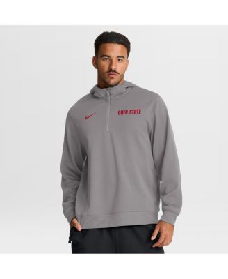 Nike - Men's Gray Ohio State Buckeyes 2025 Coaches Premium Dri-FIT Quarter-Zip Hoodie