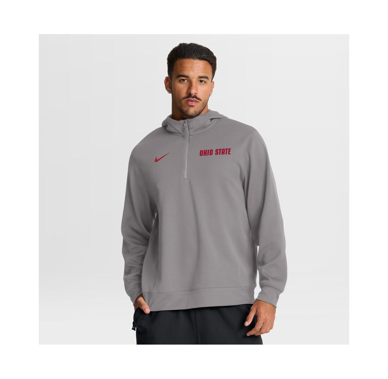 Men's Gray Ohio State Buckeyes 2025 Coaches Premium Dri-FIT Quarter-Zip Hoodie