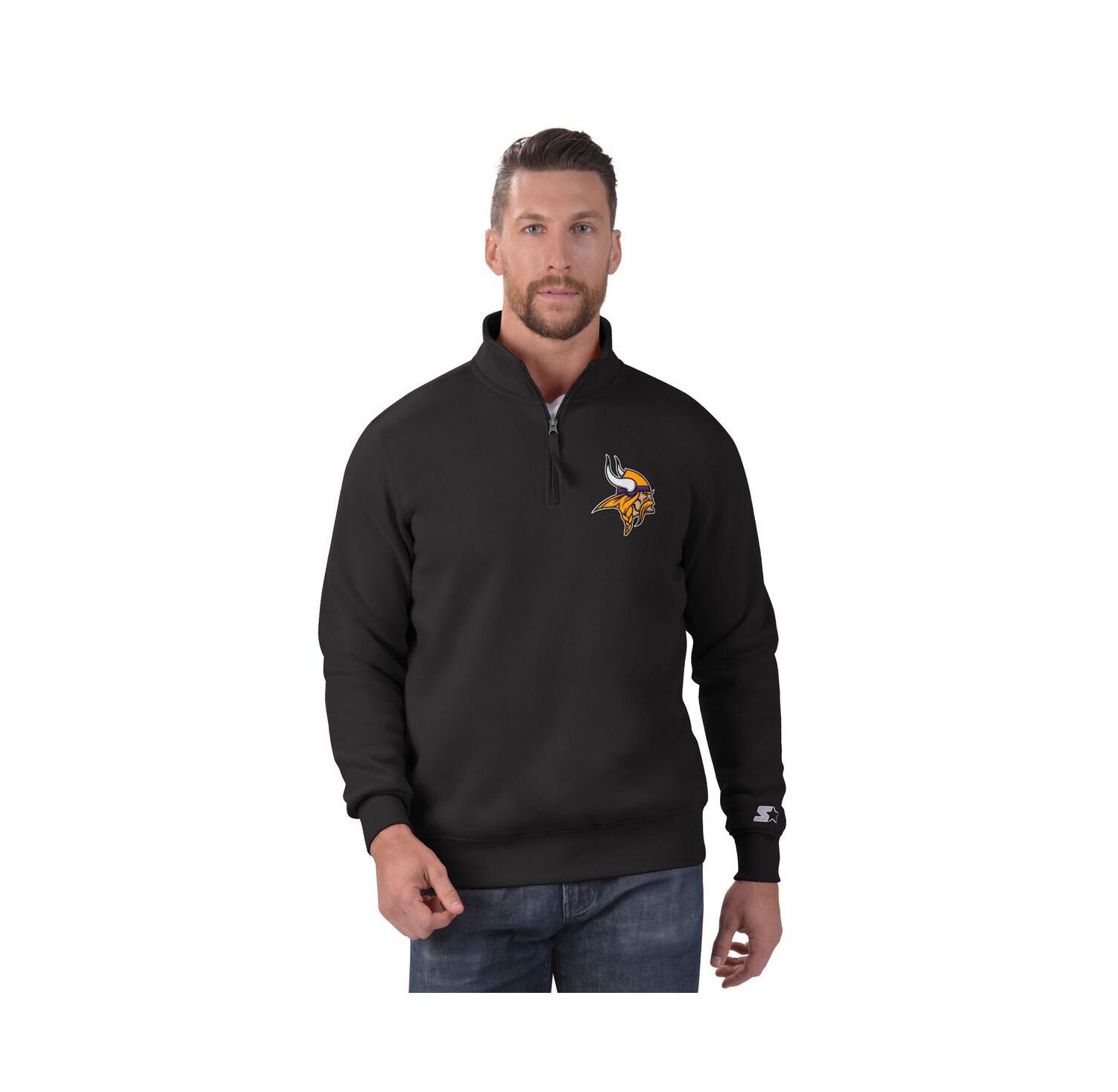 Men's Black Minnesota Vikings Classic Half-Zip Pullover Sweatshirt