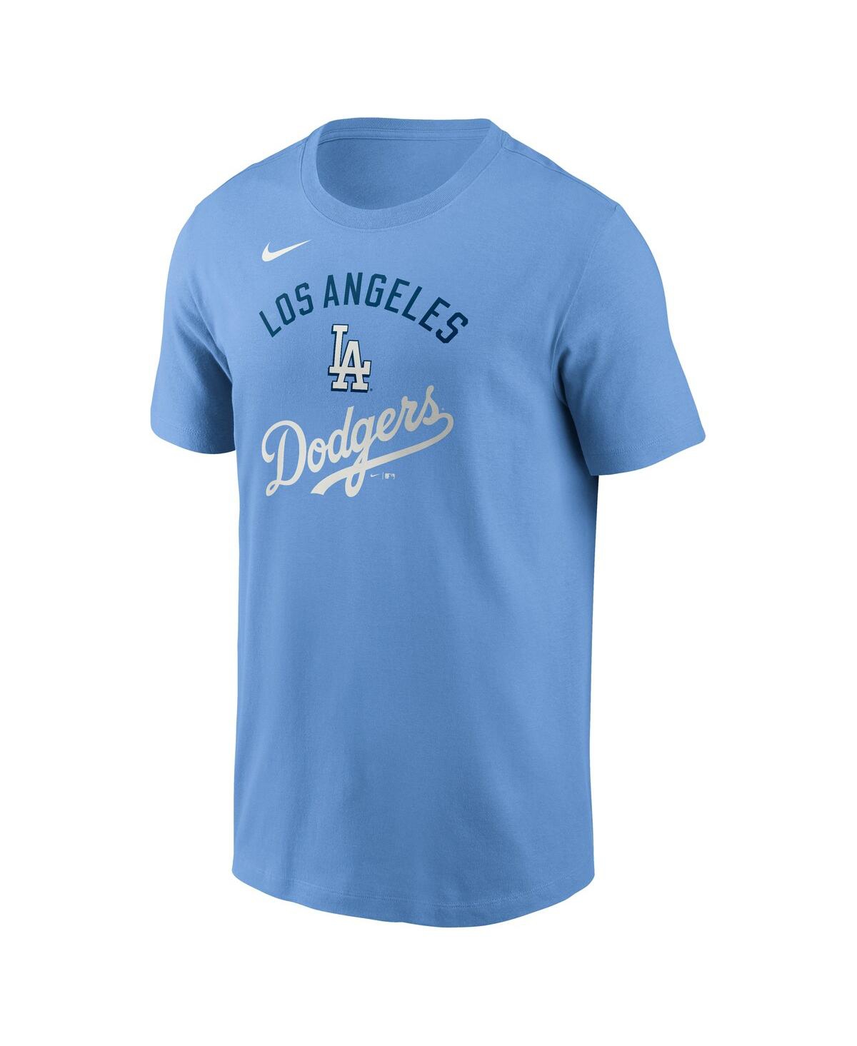 Nike Men's Light Blue Los Angeles Dodgers Early Innings Stack T-Shirt