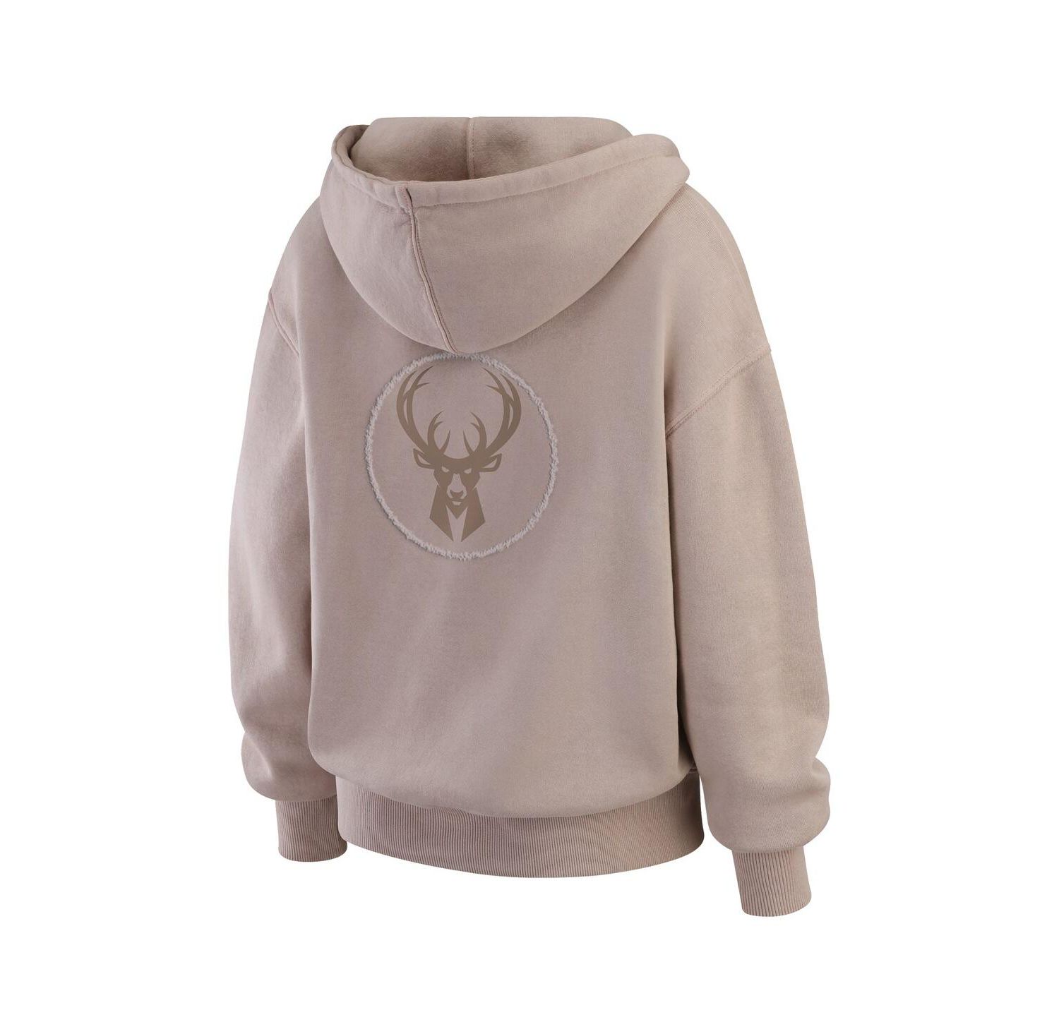 Women's Tan Milwaukee Bucks Washed Pullover Crew Neck Hoodie