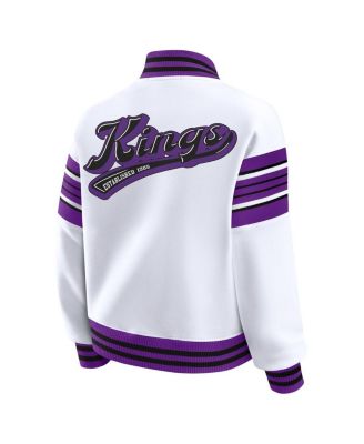 Women's White Sacramento Kings Snap Front Fleece Sweatshirt
