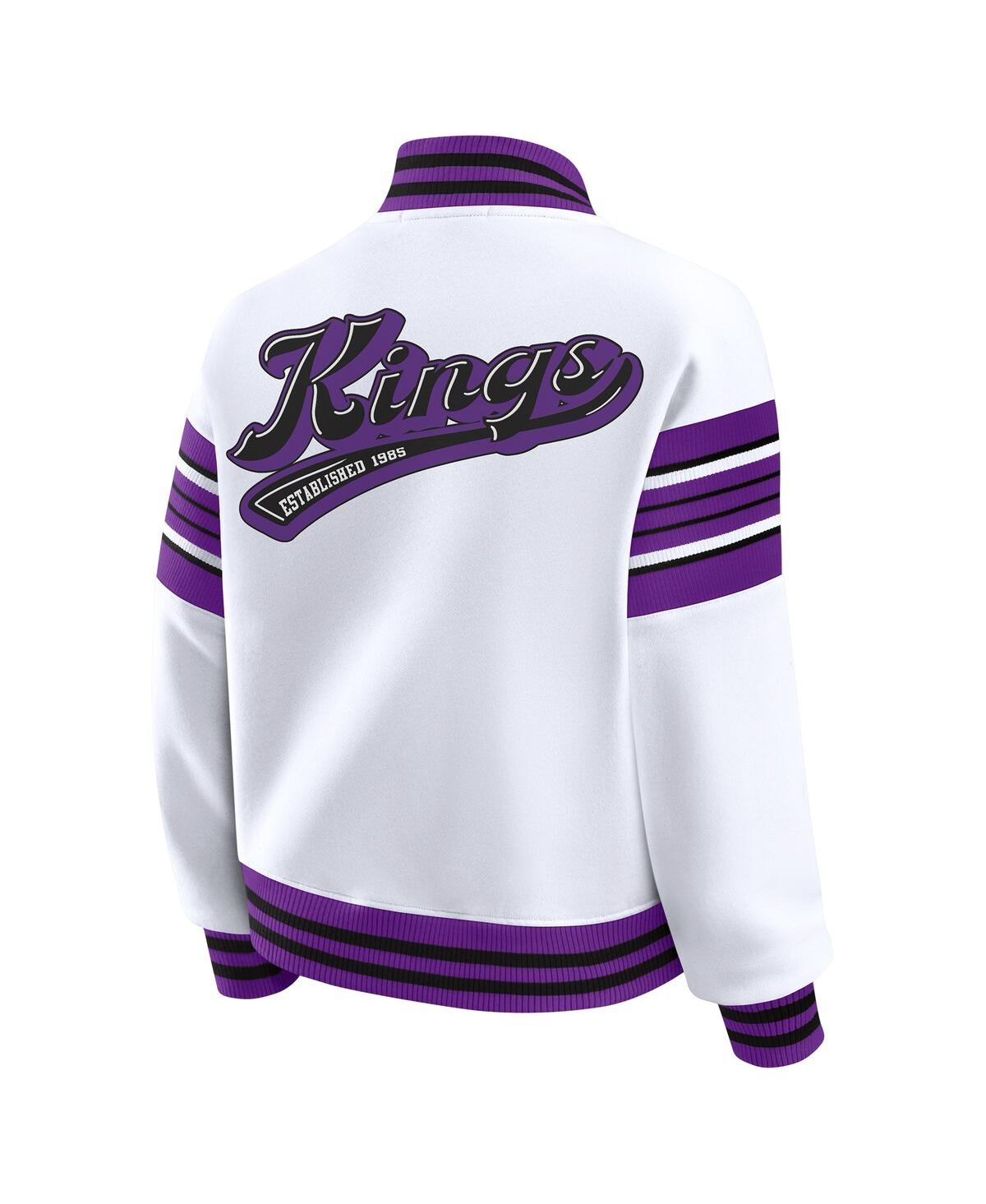 Wear By Erin Andrews Women's White Sacramento Kings Snap Front Fleece Sweatshirt In White
