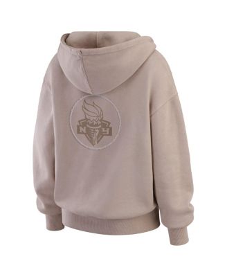 Women's Tan New York Liberty Washed Pullover Crew Neck Hoodie