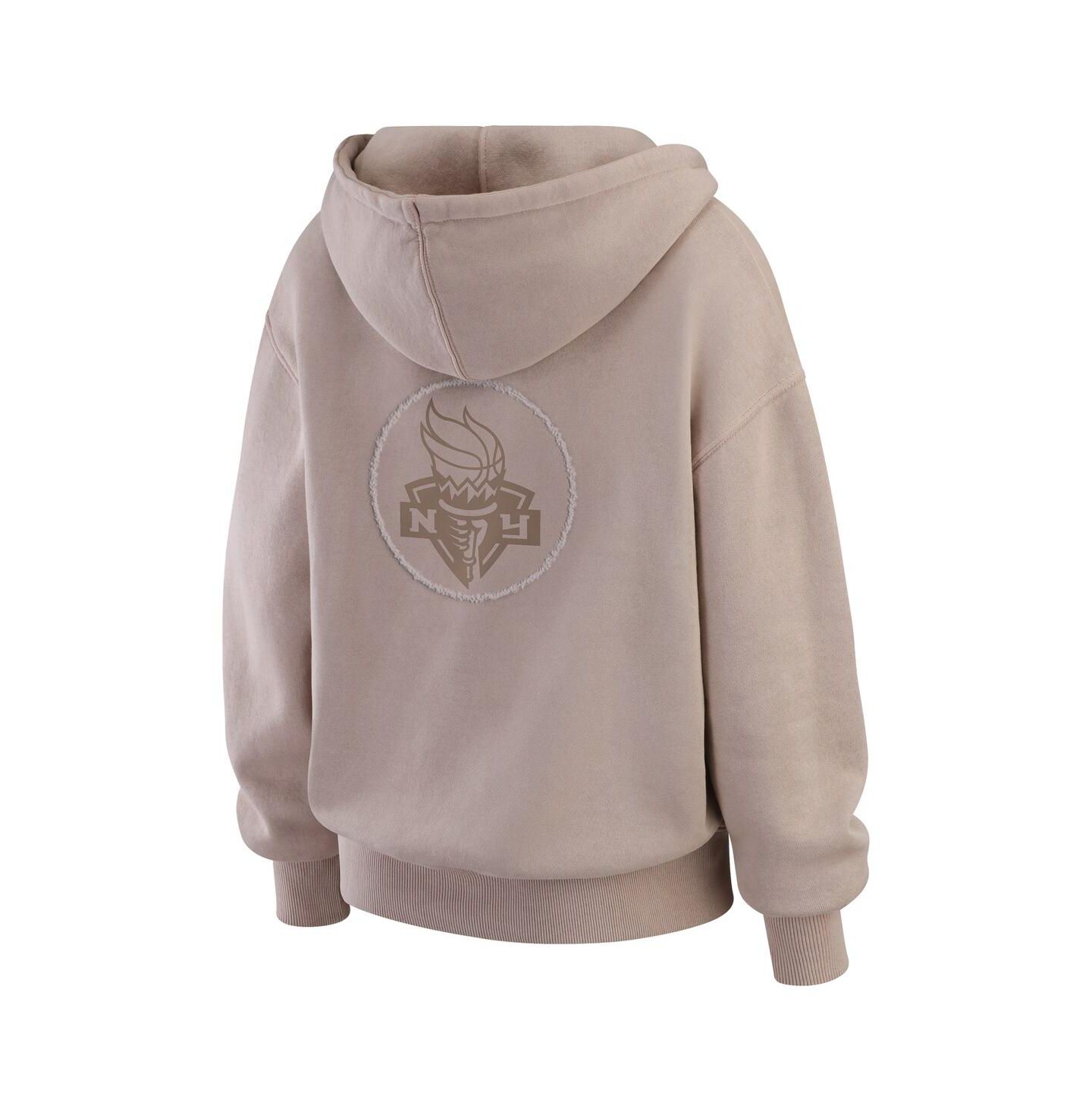 Женское худи WEAR by Erin Andrews Tan New York Liberty Washed Pullover Crew Neck — фото 2