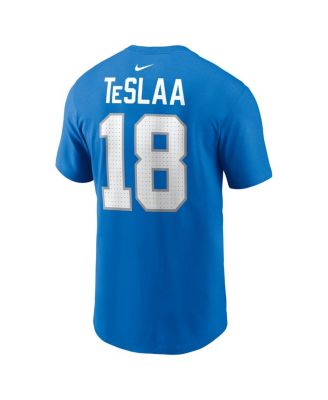 Men's Isaac TeSlaa Blue Detroit Lions Name Number T-Shirt