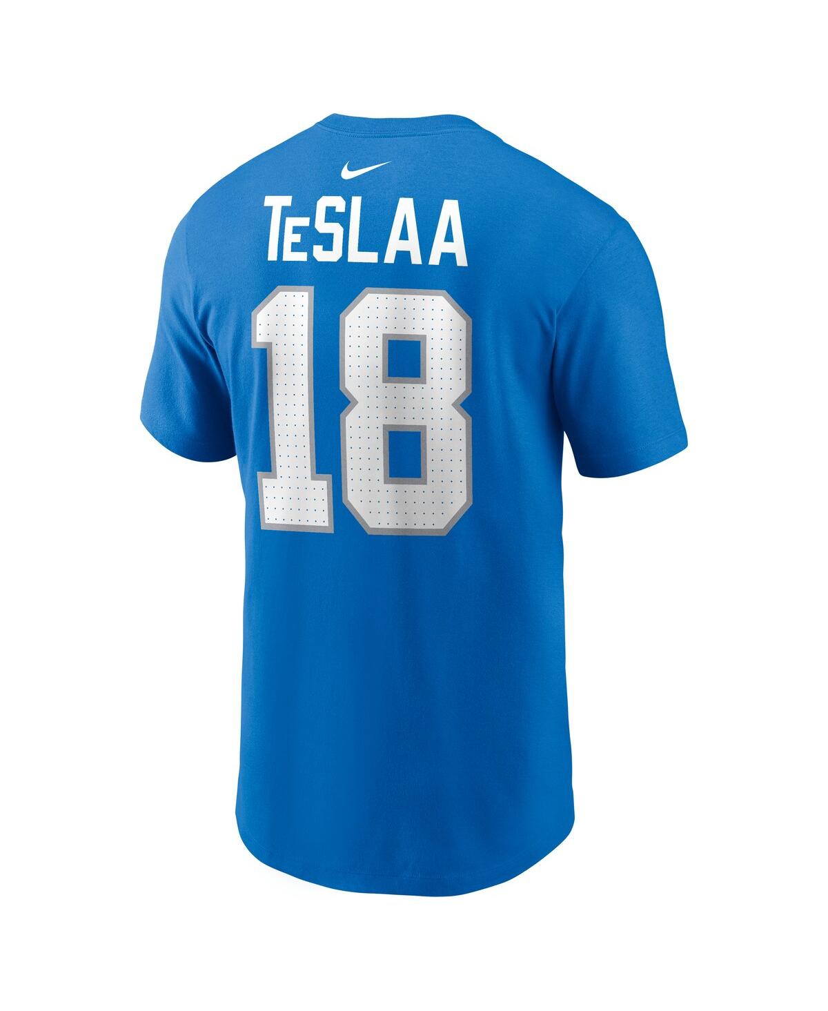 Nike Men's Isaac Teslaa Blue Detroit Lions Name Number T-shirt In Blue