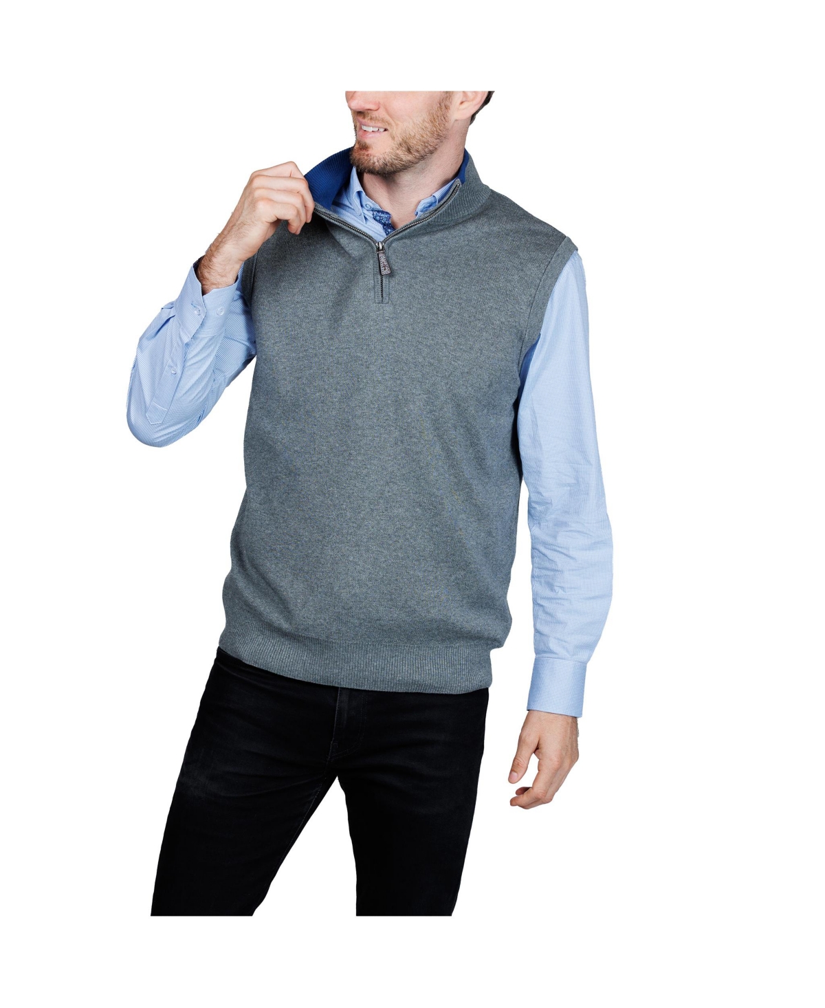 Tailorbyrd Men's Fine Knit Quarter Zip Pullover Vest