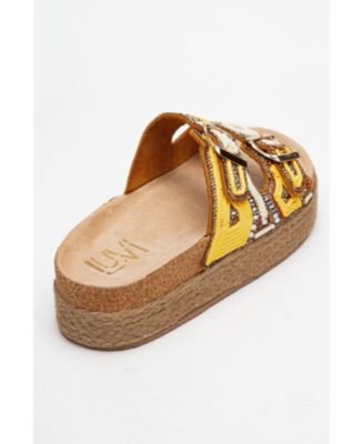 Bobby Beaded Straw Platform Slide Sandal (Women)