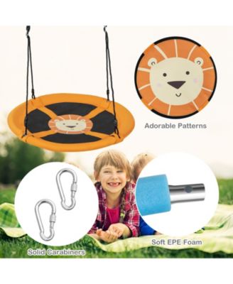 40 Inch Saucer Tree Swing Round with Adjustable Ropes and Carabiners
