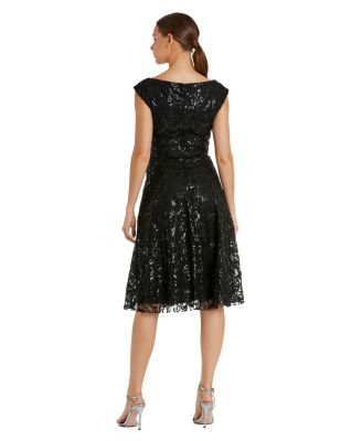 Women's Sequined V Neck Cap Sleeve Dress