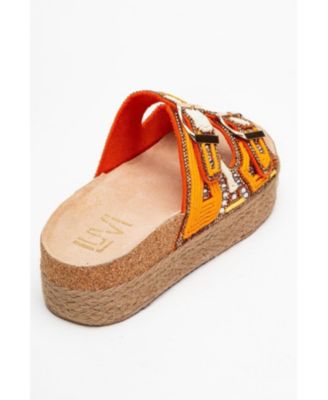 Bobby Beaded Straw Platform Slide Sandal (Women)