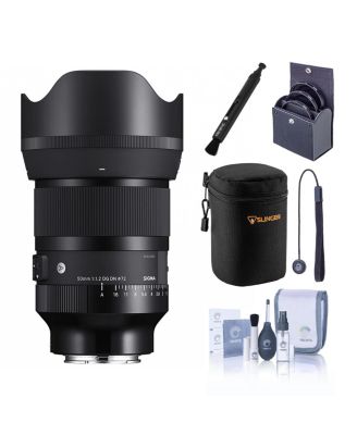 50mm f/1.2 DG DN Art Lens for Sony E, Bundle with 72mm Filter Kit, Soft Lens Case, Lens Cleaner, Lens Cap Tether and Cleaning Kit