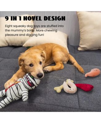 9-in-1 Zombie Plush Squeaky Dog Toys, Mummy Toys, Stimulating Puzzle Toy with 8 Organ-Shaped Plush Toys, Halloween gift, Stuffed Toys for Sma