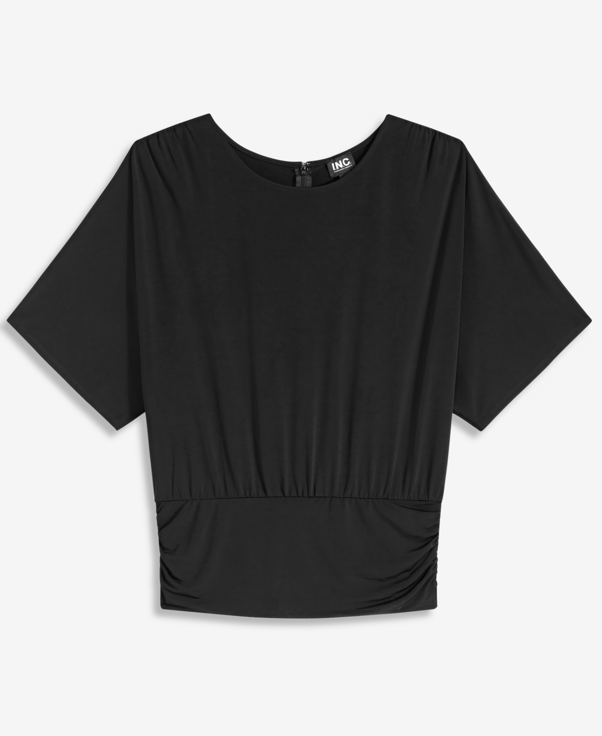 Inc International Concepts Women's Banded-hem Crewneck Top, Macy's Exclusive In Black