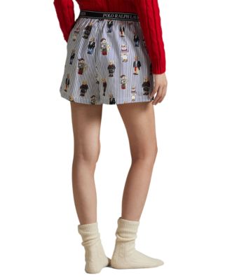 Women's All-Over Bear Striped Sleep Boxers