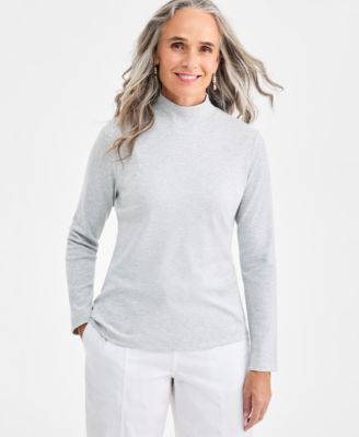 Women's Cotton Mock-Neck Long-Sleeve Tee