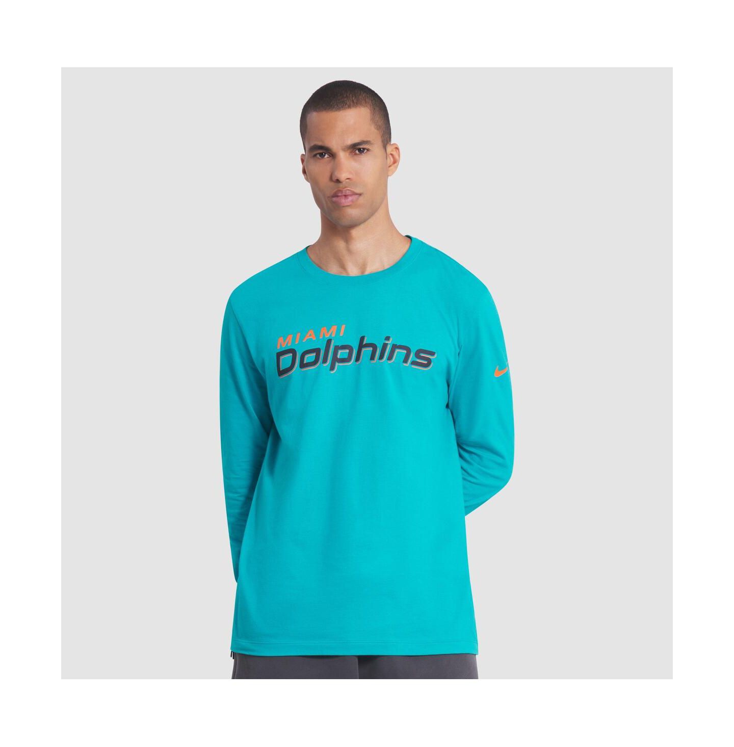 Мужская футболка Nike Turbo green Miami Dolphins 2025 Rivalries Collection Essential Long Sleeve — фото 1