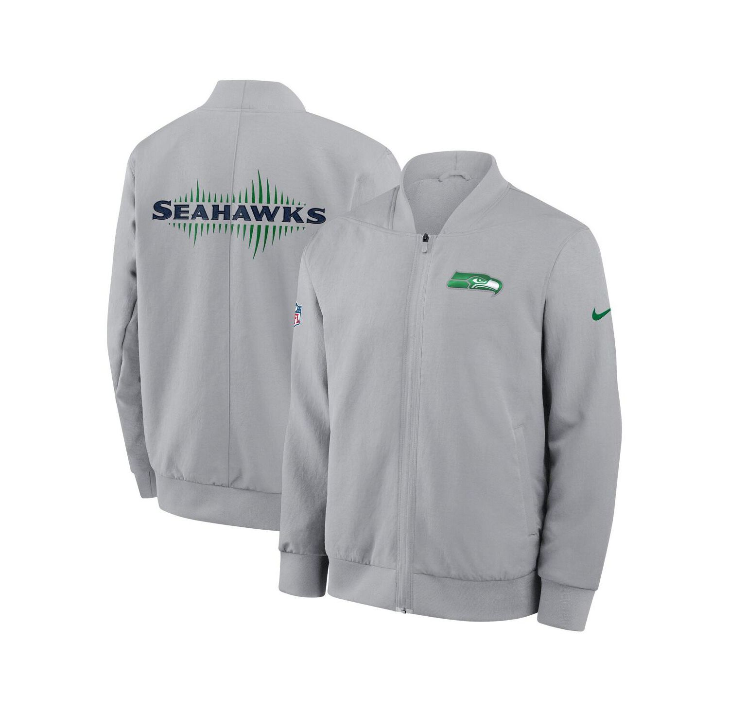 Men's Wolf Gray Seattle Seahawks 2025 Rivalries Collection Sideline Full-Zip Bomber Jacket