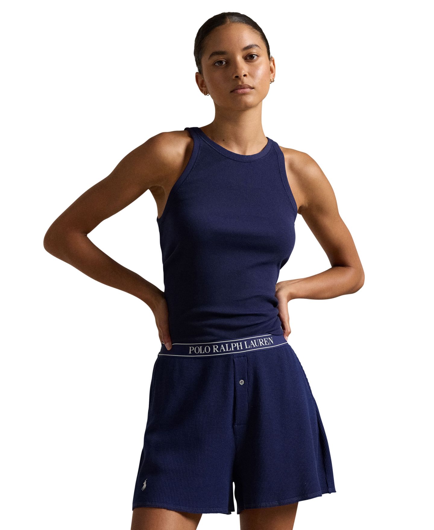 Женские трусы Polo Ralph Lauren Waffle Pull-On Boxer Shorts, цвет: Синий — фото 1