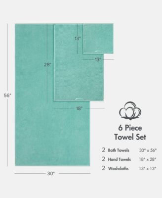 Diagonal Ribbed Cotton 6-Pc. Towel Set