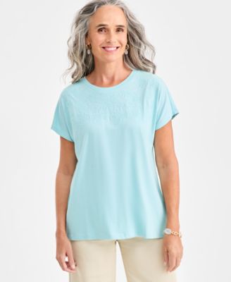 Style & Co - Petite Soutache Knit Scoop Neck T-Shirt