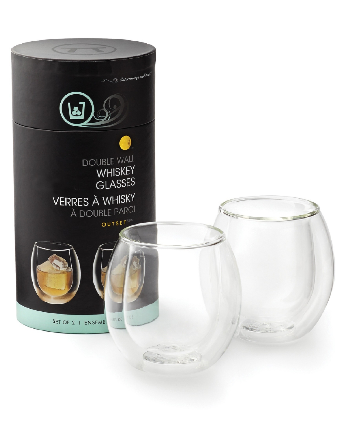 Outset 6 Oz. Whiskey Glasses, Set Of 2 In Transparent